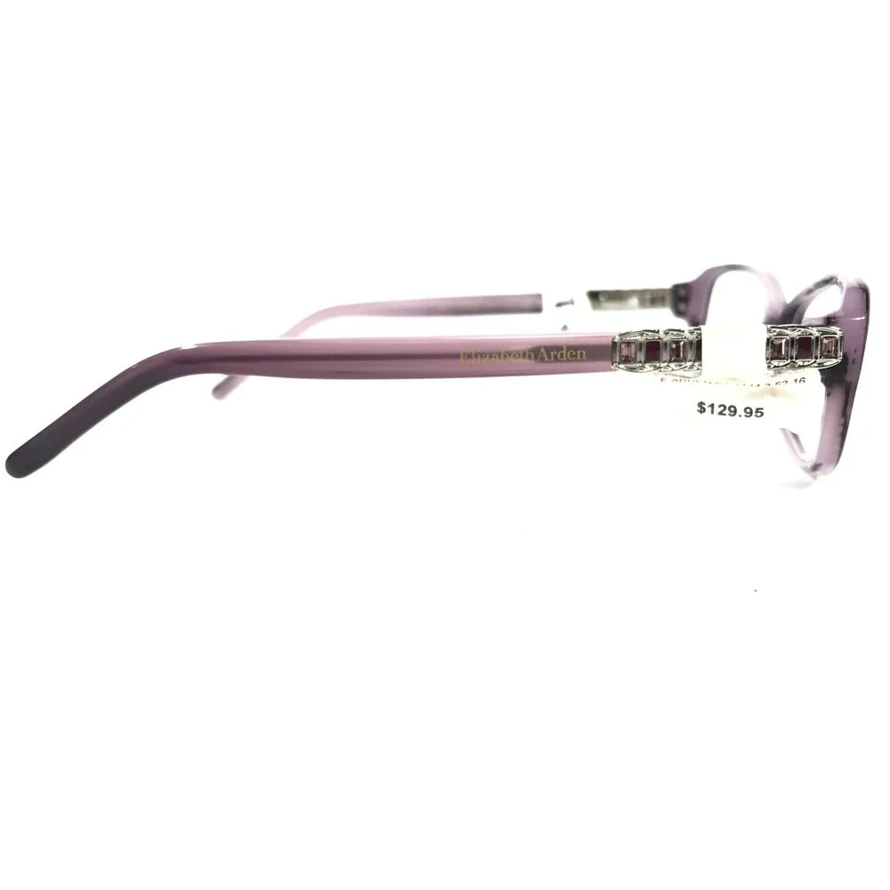 Elizabeth Arden Eyeglasses Frames EA1144-3 Purple Horn Silver 52-16-135
